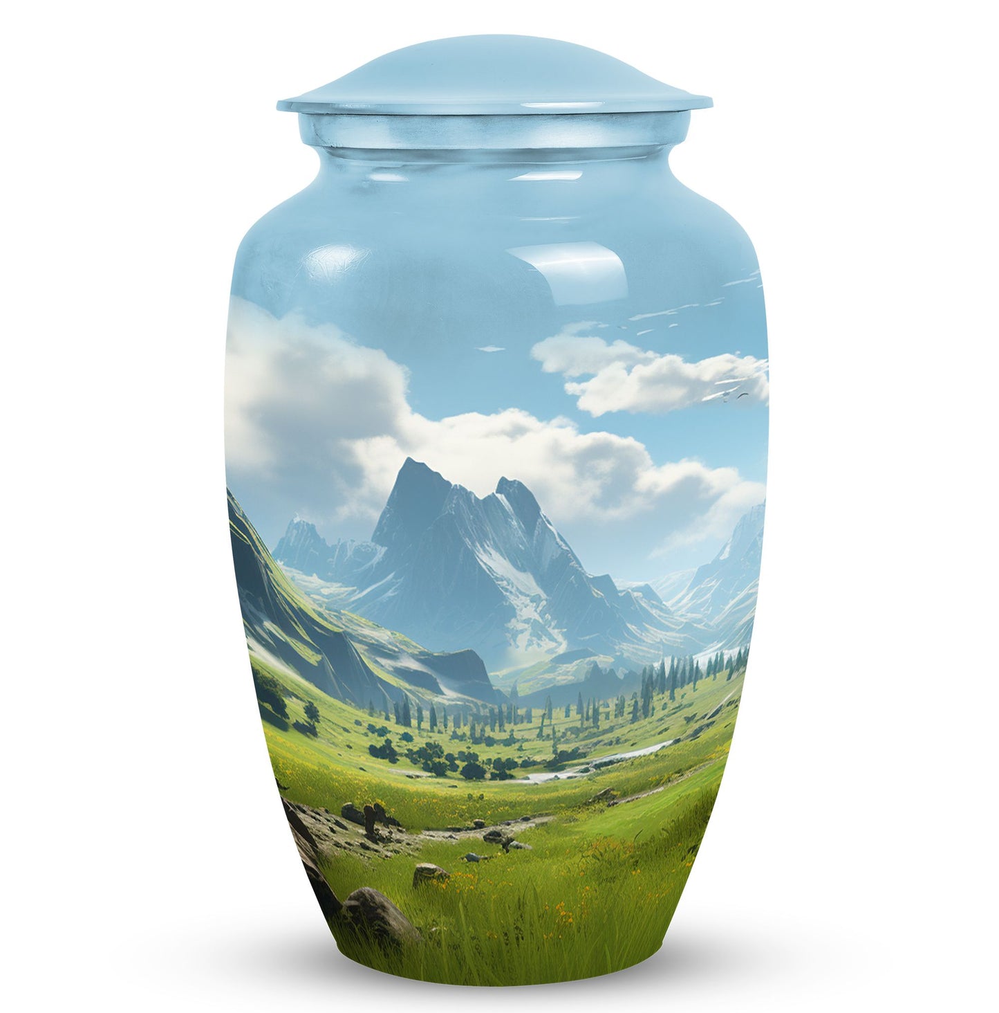 Elegant Ocean Waves urn for adult female ashes, a unique choice for mom or dad cemetery urns, enhancing ocean-themed home decor