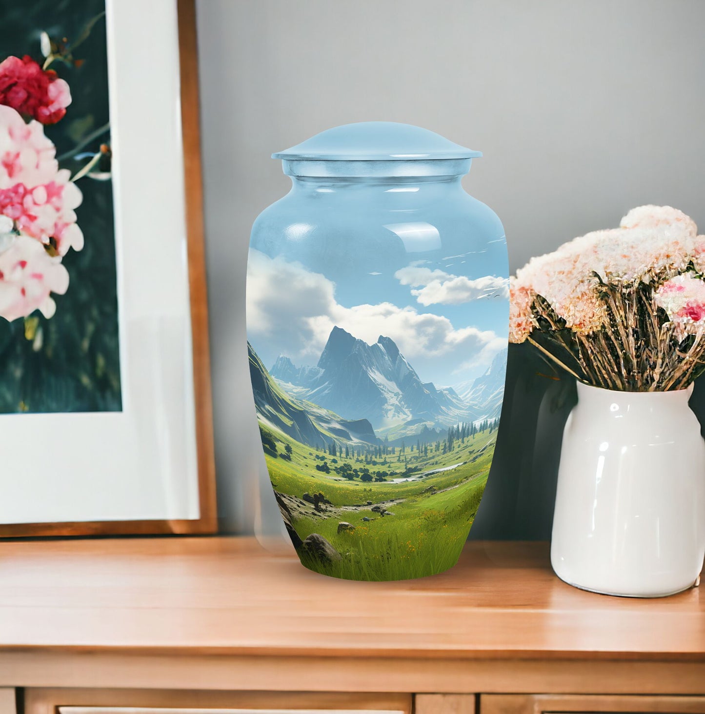 Elegant Ocean Waves urn for adult female ashes, a unique choice for mom or dad cemetery urns, enhancing ocean-themed home decor
