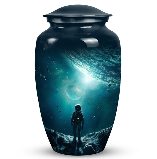 Astronaut Standing Deep Blue Galaxy Memorial Urns For Ashes