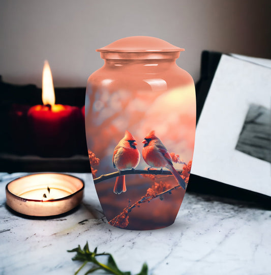 Cardinal Bird Pair Unique Cremation Urn For Cremated Human Ashes
