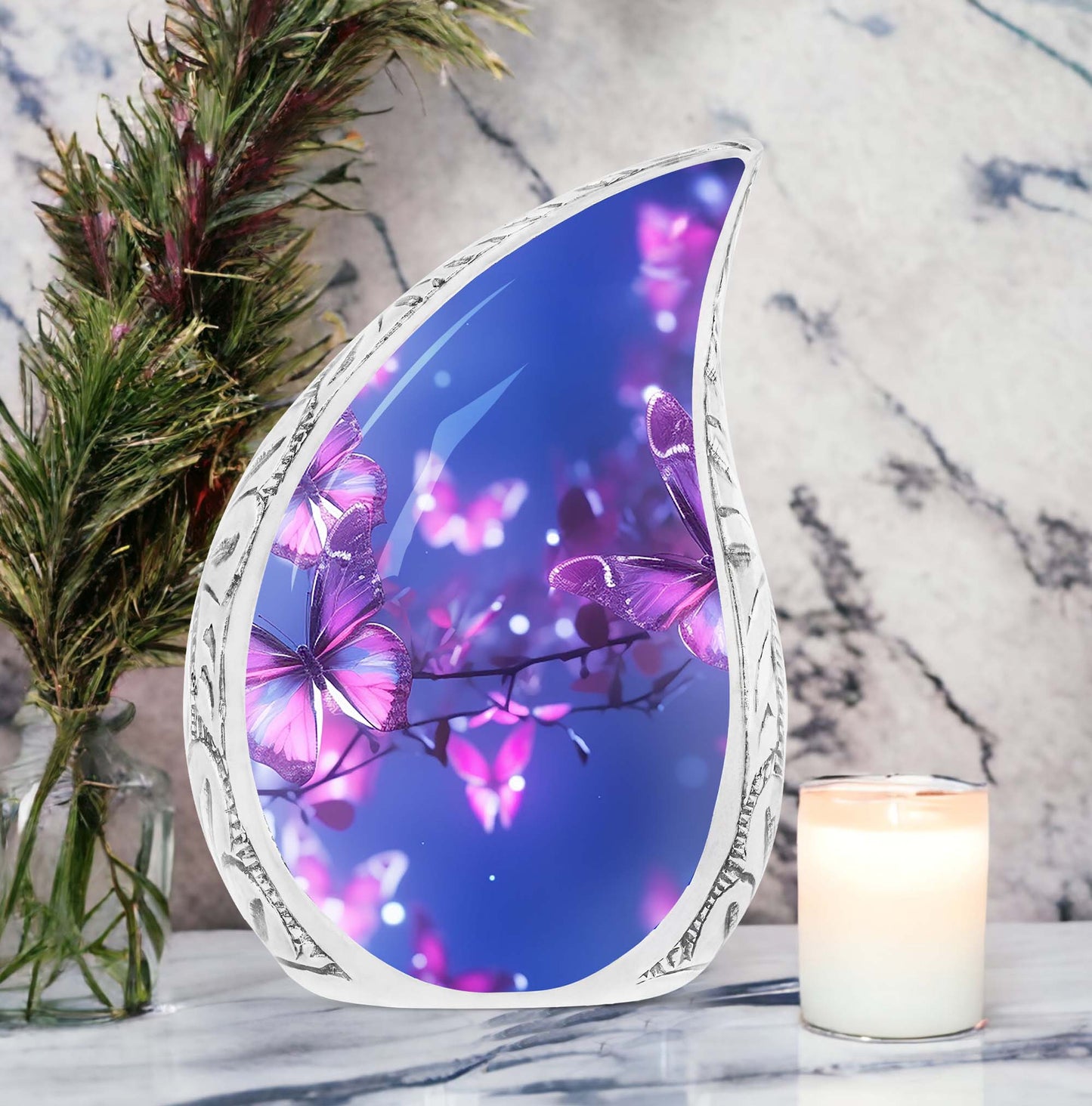 Pink Butterfly Urn, a unique urn for adult female mom's cremation ashes