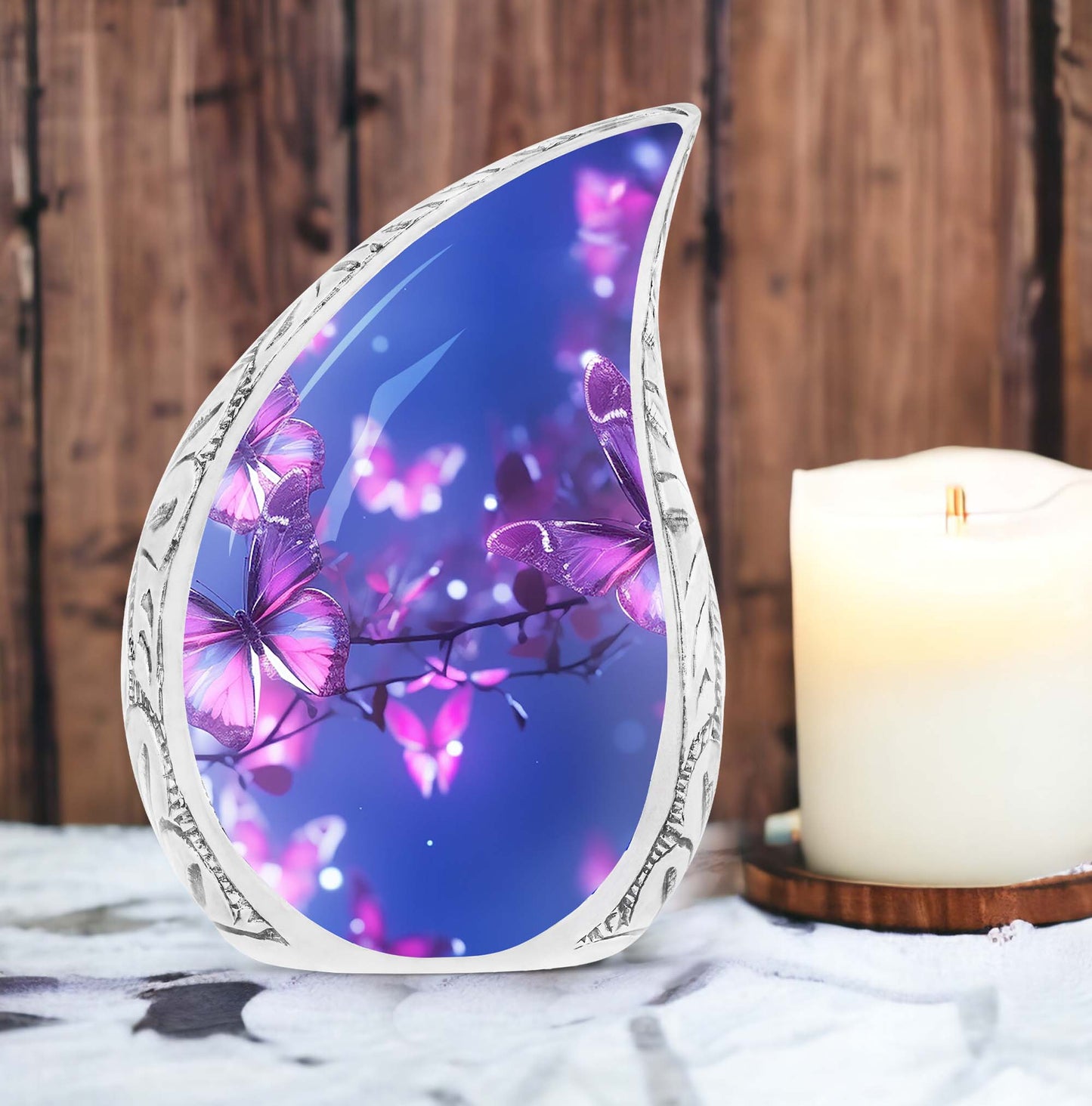 Pink Butterfly Urn, a unique urn for adult female mom's cremation ashes