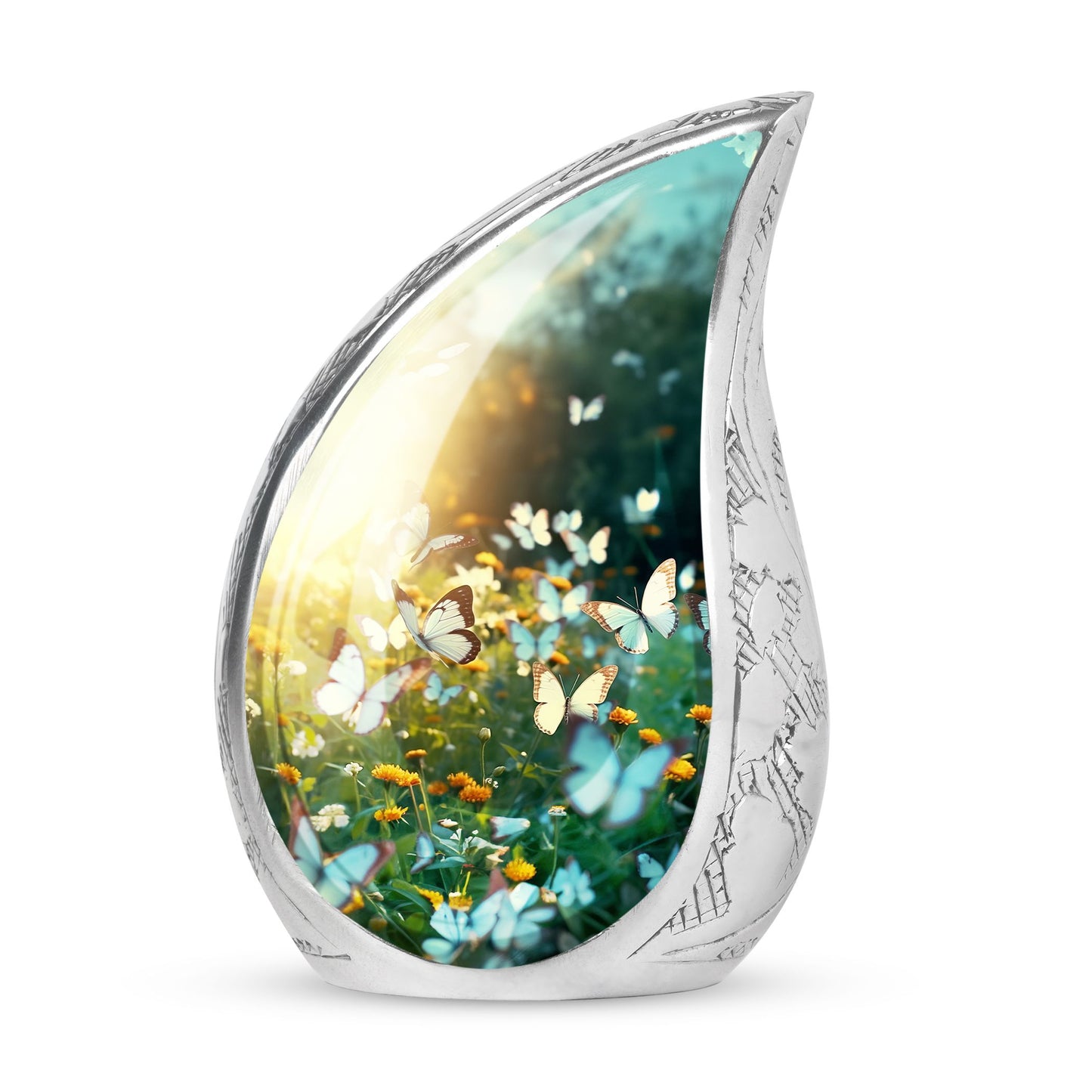 Butterflies Flying In Garden: Funeral & Ashes Container for Cremated Ashes