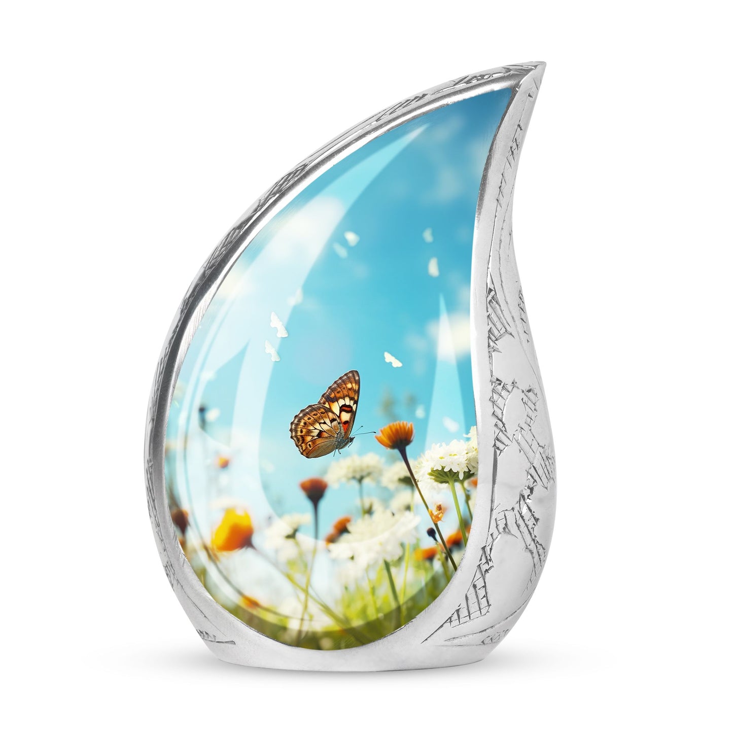 Butterflies Fly Morning Urn, Large Cremation Urn for Ashes of Adult Female