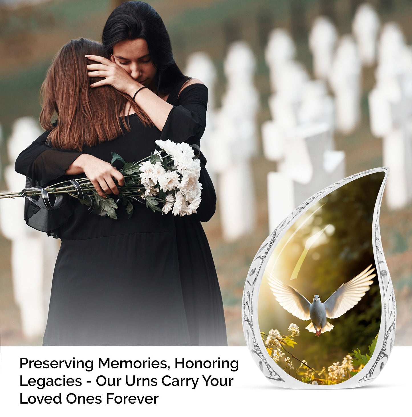 Large Dove Urn with Sunlight Effect, Ideal Cremation Container for Men's Ashes