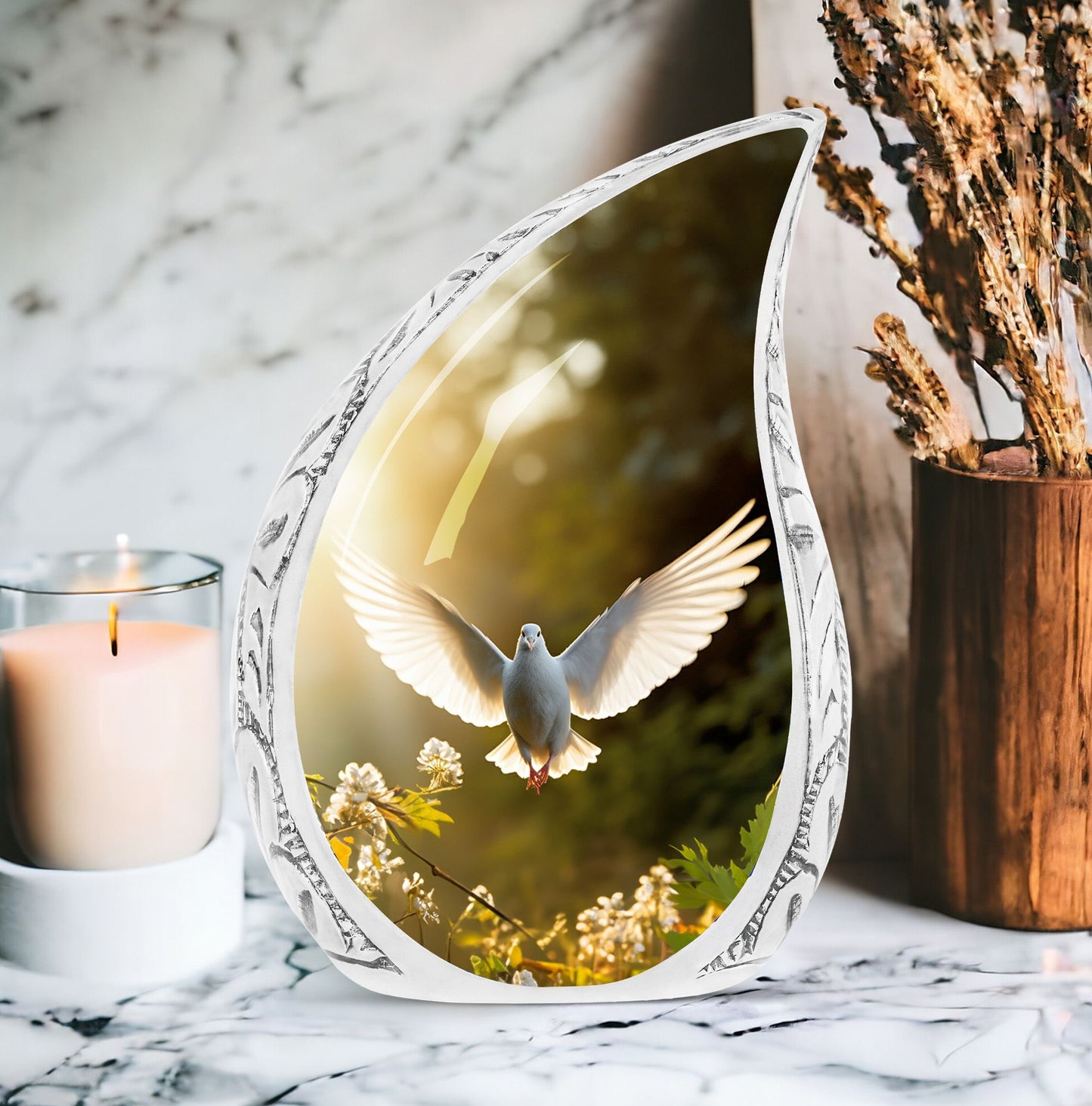 Large Dove Urn with Sunlight Effect, Ideal Cremation Container for Men's Ashes