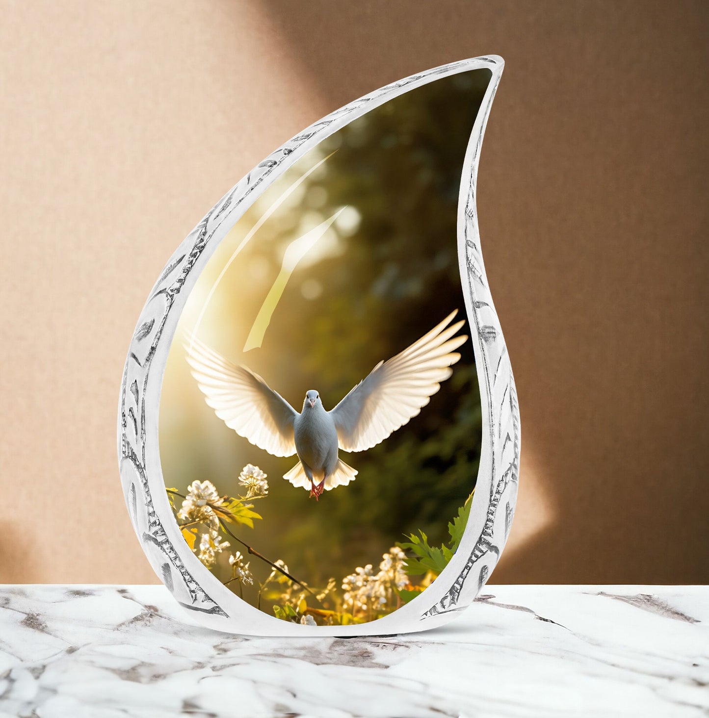 Large Dove Urn with Sunlight Effect, Ideal Cremation Container for Men's Ashes