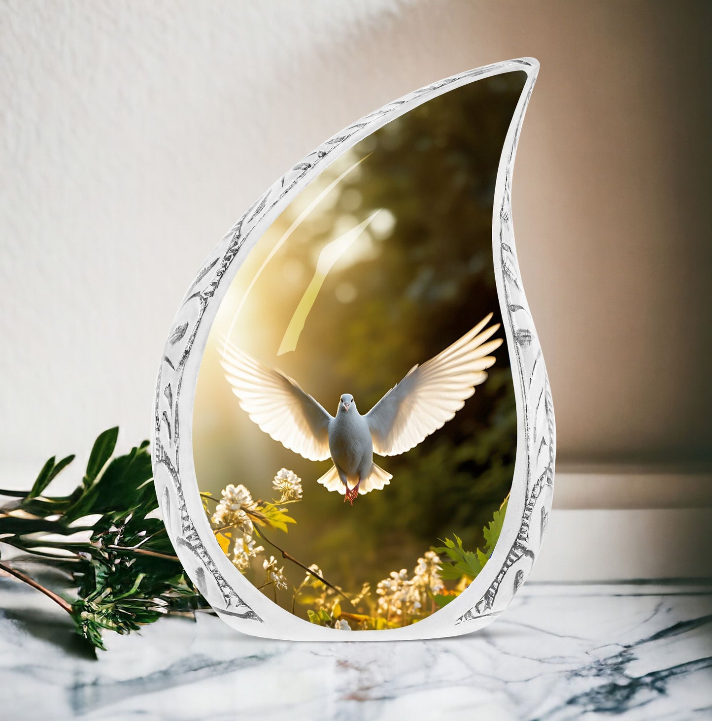 Large Dove Urn with Sunlight Effect, Ideal Cremation Container for Men's Ashes