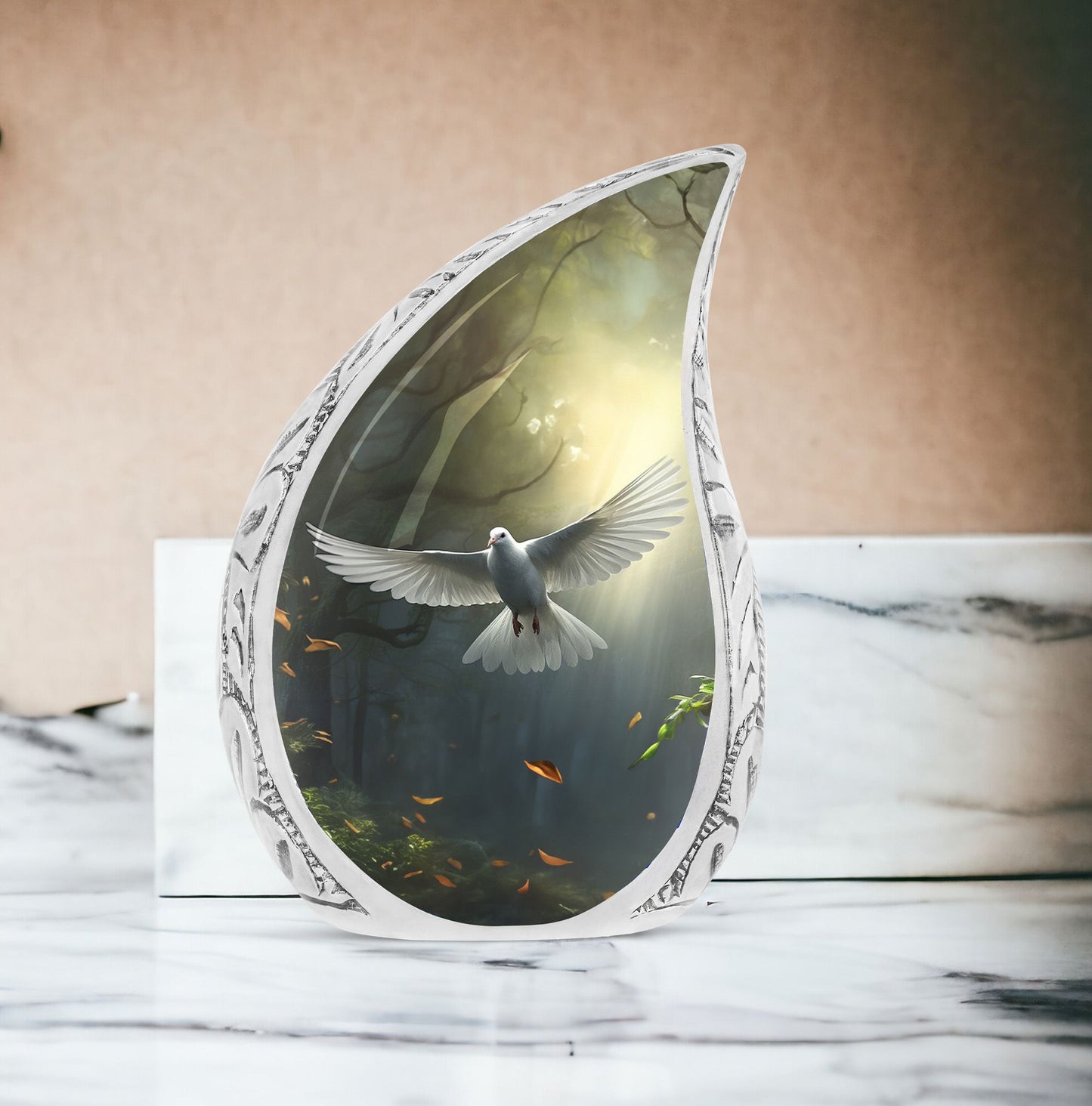 Large Dove The Messenger urn designed for preserving adult human ashes, ideal for burial or cremation memories