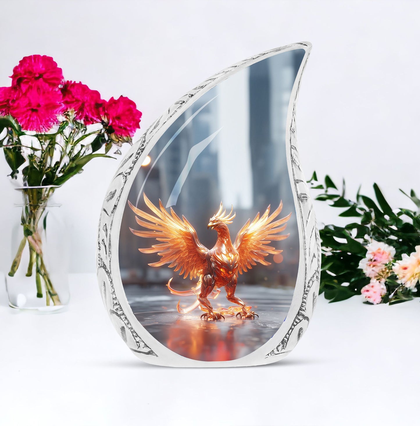 Large Phoenix urn for adults, symbolizing a Phoenix spreading wings, ideal for burial in the ground and holding human ashes