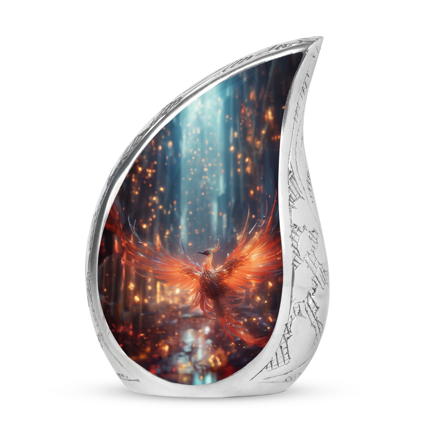 Fire Red Phoenix Spreading Wings | Large Cremation Urn for Human Ashes