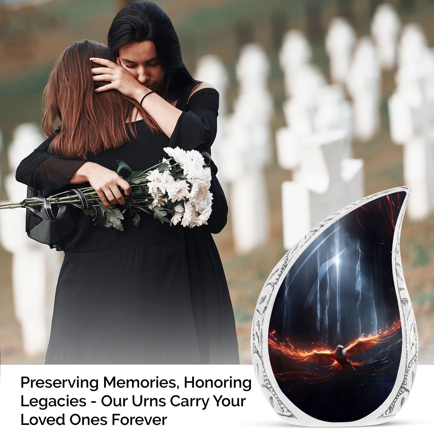 Large Fire Phoenix Fly-In Palace cremation urn, a unique funeral decoration suitable for both male and female ashes