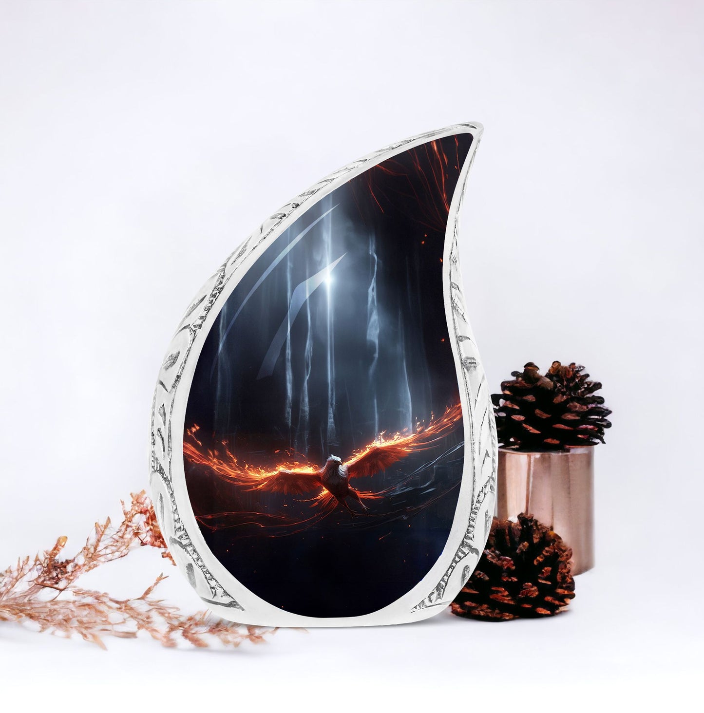 Large Fire Phoenix Fly-In Palace cremation urn, a unique funeral decoration suitable for both male and female ashes