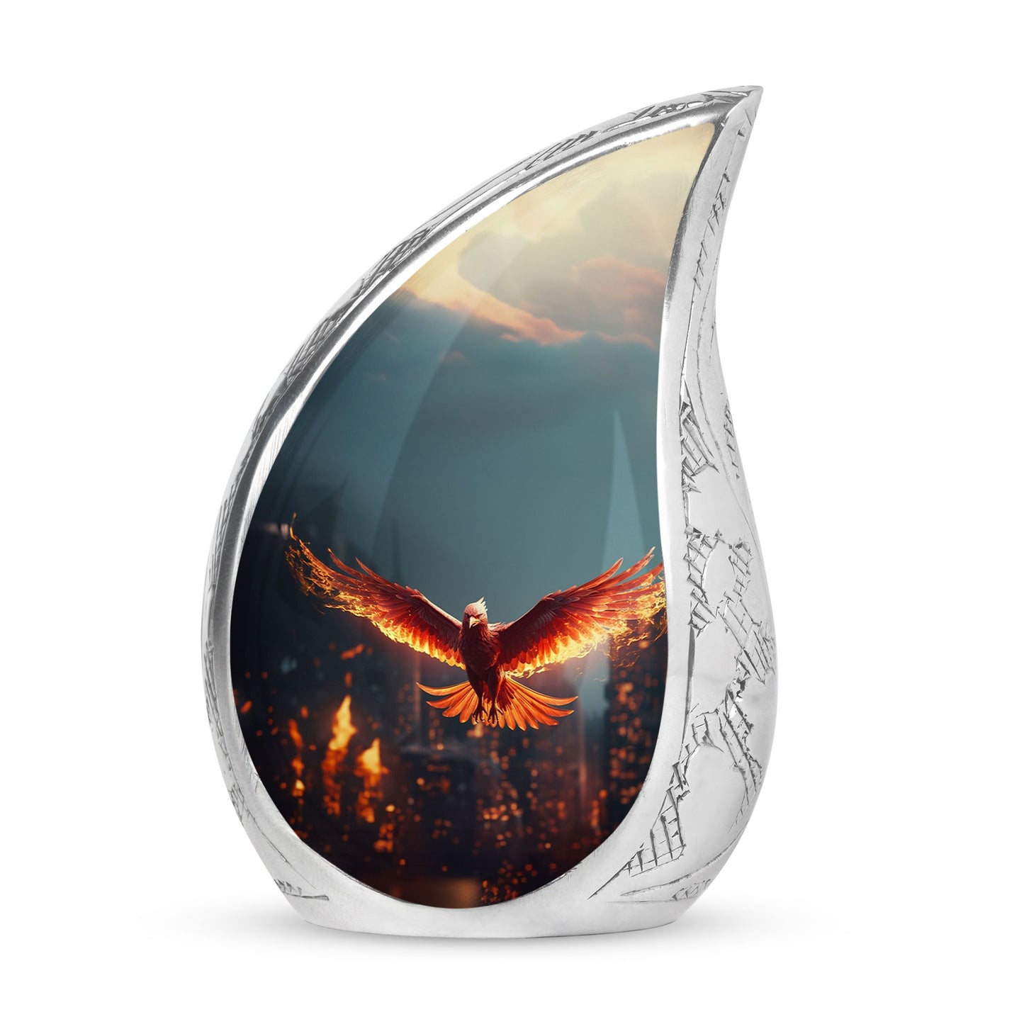 Flying Red Phoenix - Large Unique Cremation Urn for Adult Human Ashes