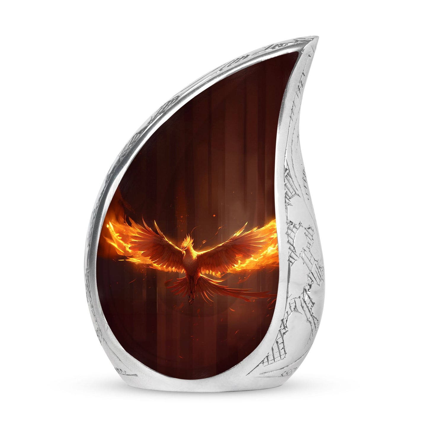 Phoenix Spreading Wings In Yellow Fire - Large Cremation Urn For Human Ashes