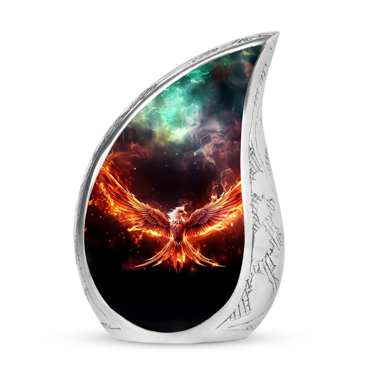 White Phoenix in Red Fire - Large Cremation Urn for Adult Human Ashes