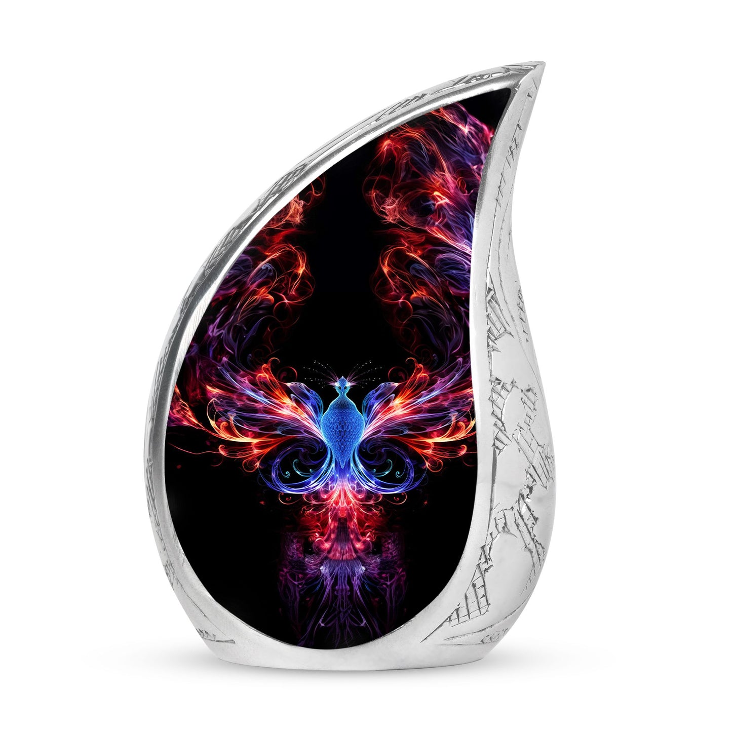 Vibrant colorful Phoenix-themed large cremation urn, ideal memorials for men's ashes