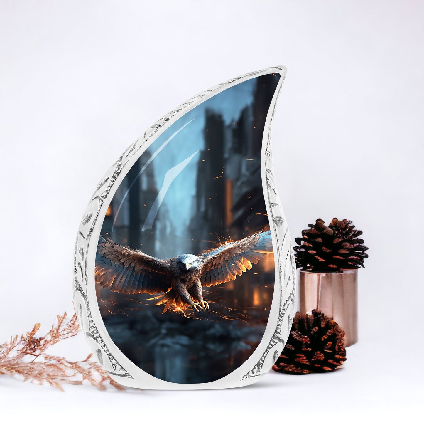 Large Eagle-themed cremation urn, perfect for preserving adult human ashes in a dignified manner