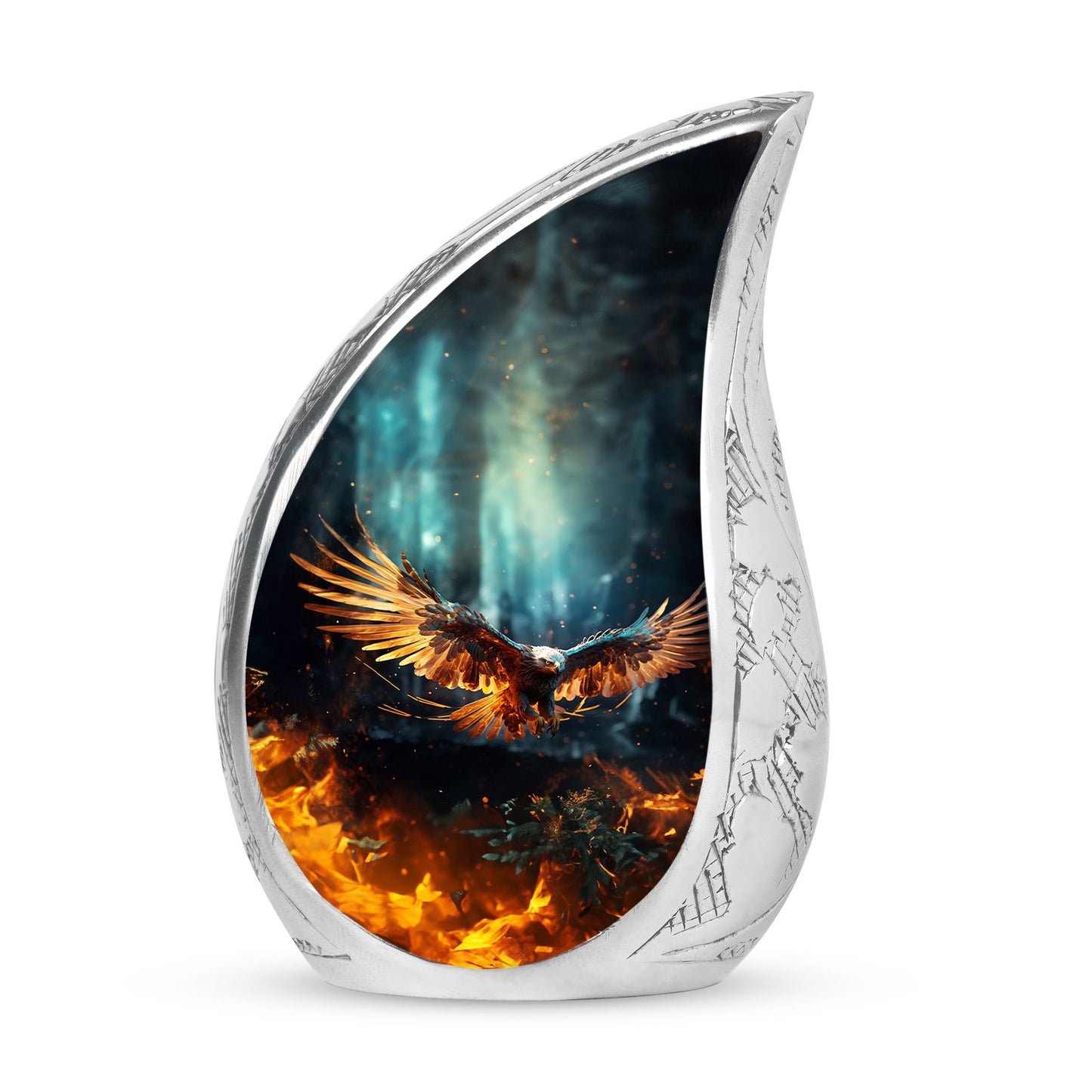 Eagle Flying in Fire Cremation Urn ,Eagle Engraved Cremation Urn For Ashes