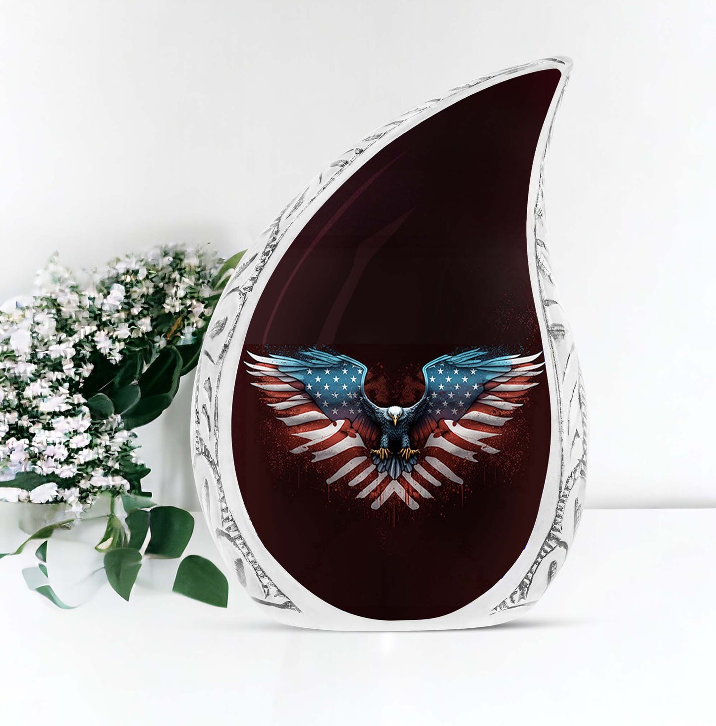 Large American Eagle urn for storing human ashes, ideal for preserving remains of an adult female