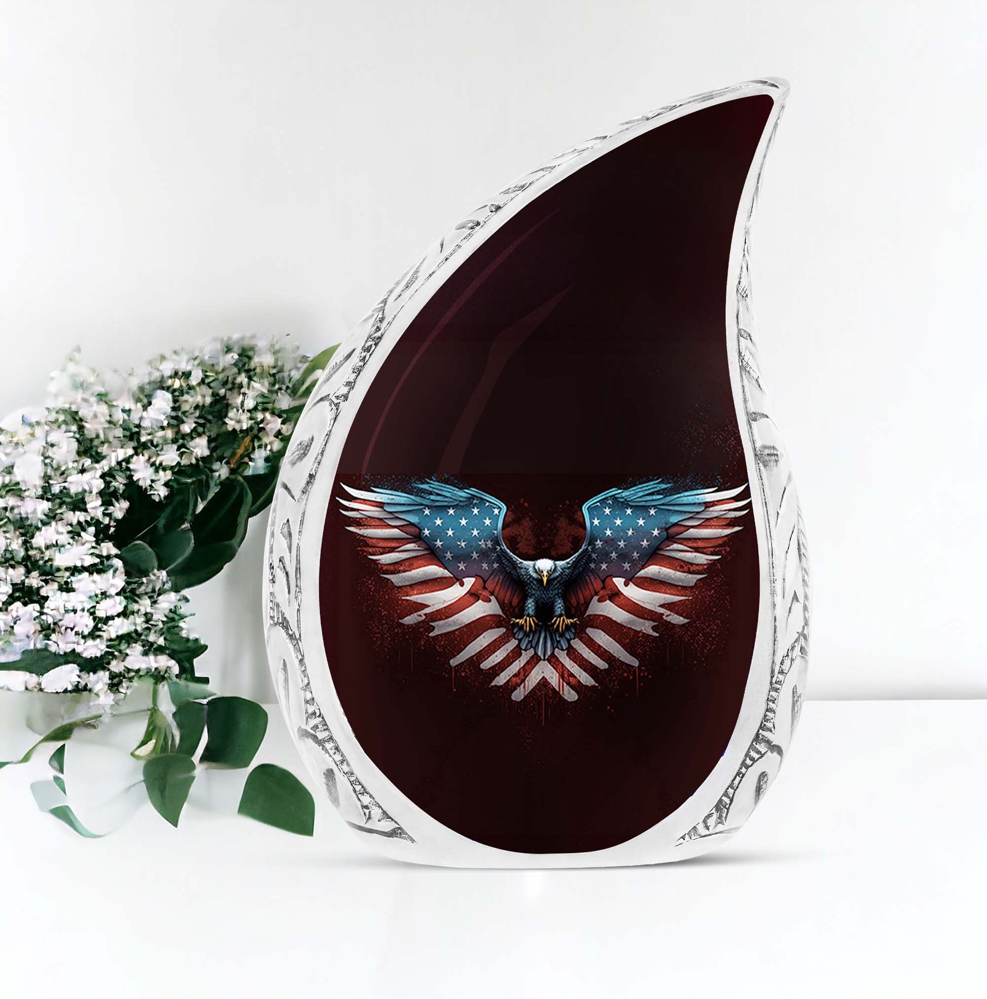 Large American Eagle urn for storing human ashes, ideal for preserving remains of an adult female