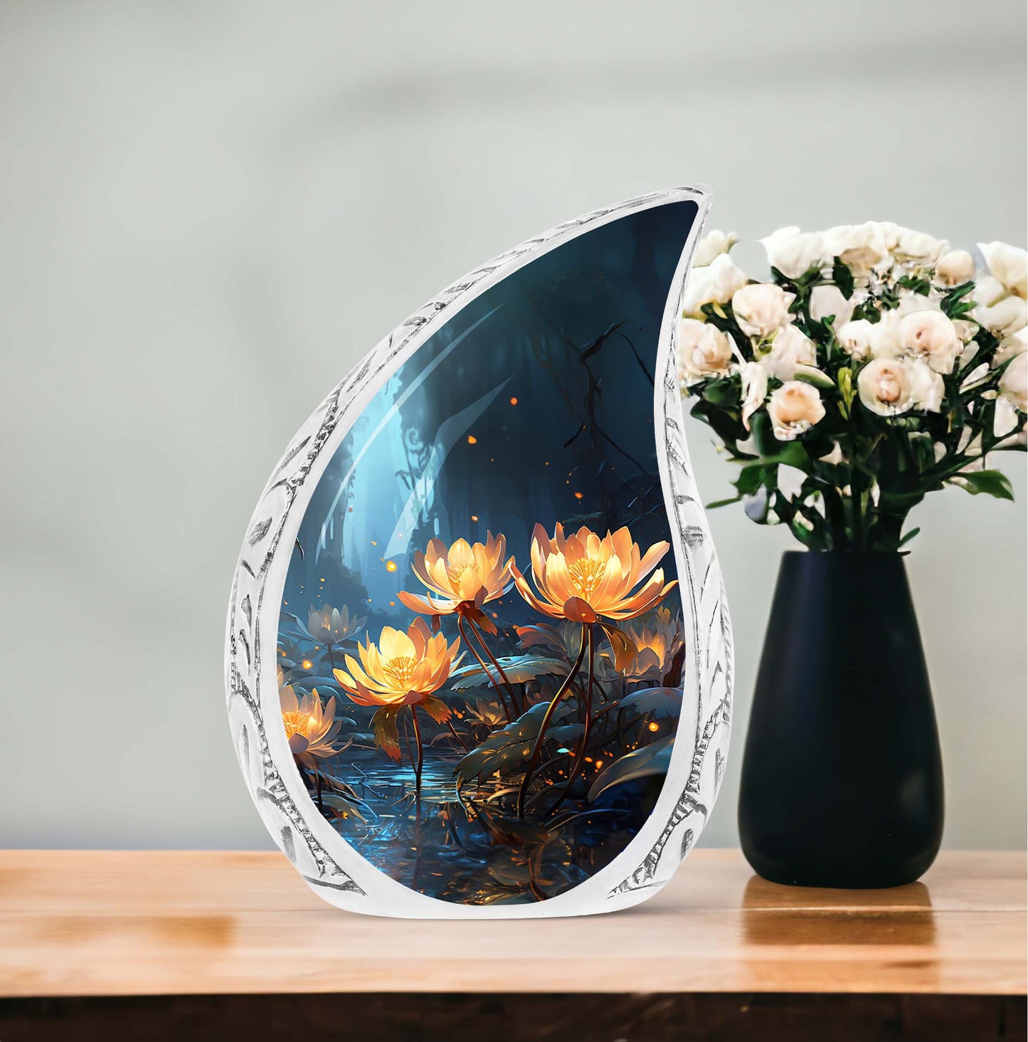 Set of 4 large Lilly cremation urns for female ashes, suitable for burial and funeral decorations