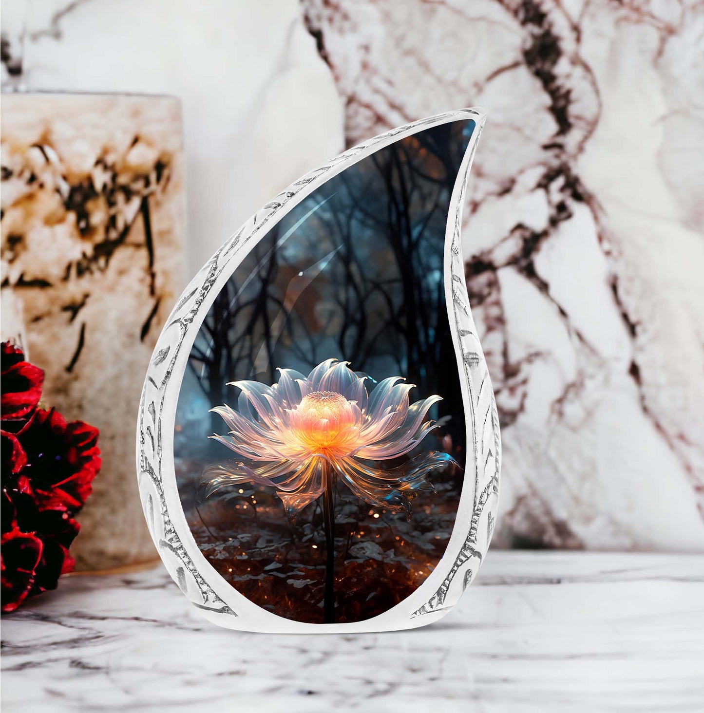 Protection Lilly large urn for ashes, ideal for adult man cremation or burial