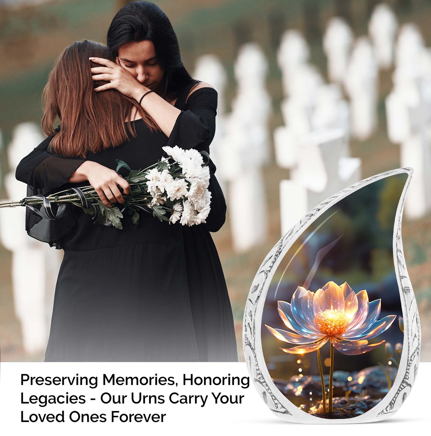 Large Cremation Urn titled 'Lilly in a Mud', suitable for both men and women to preserve human ashes