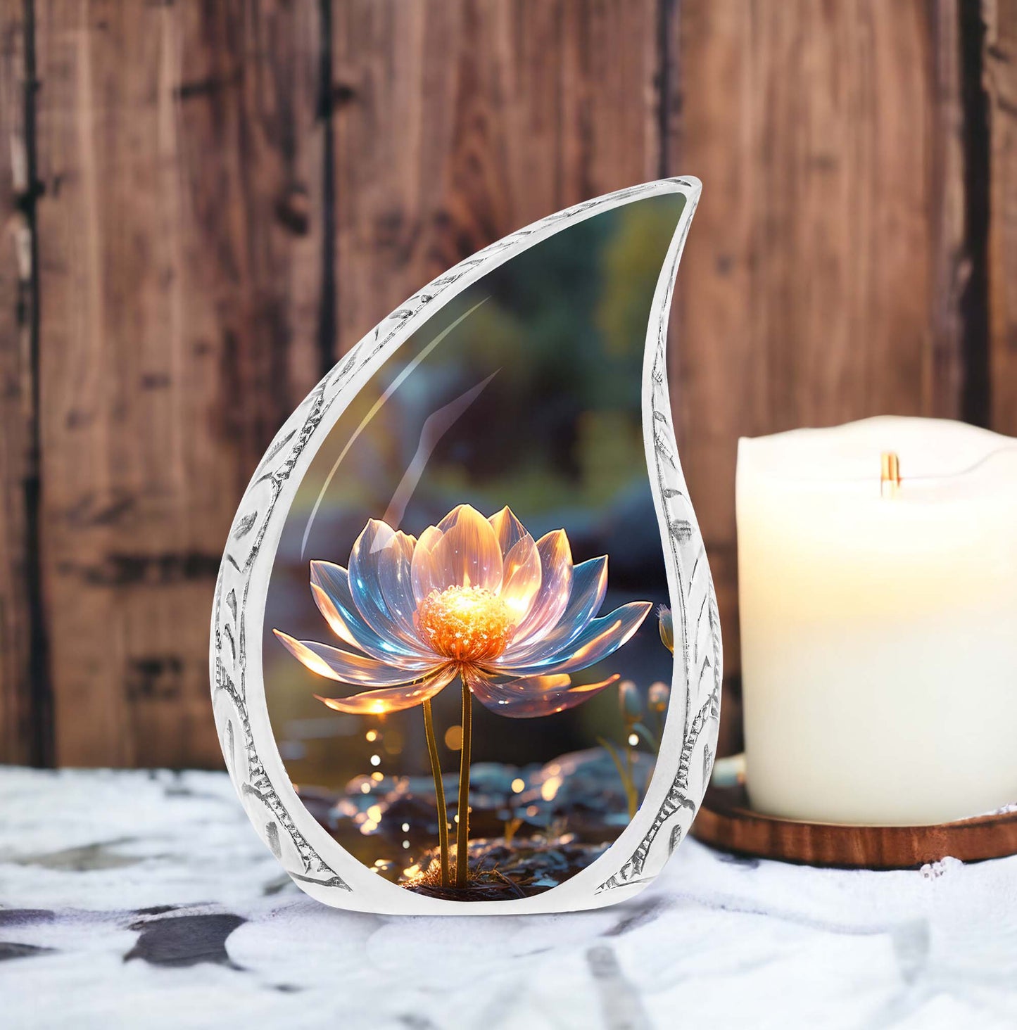 Large Cremation Urn titled 'Lilly in a Mud', suitable for both men and women to preserve human ashes