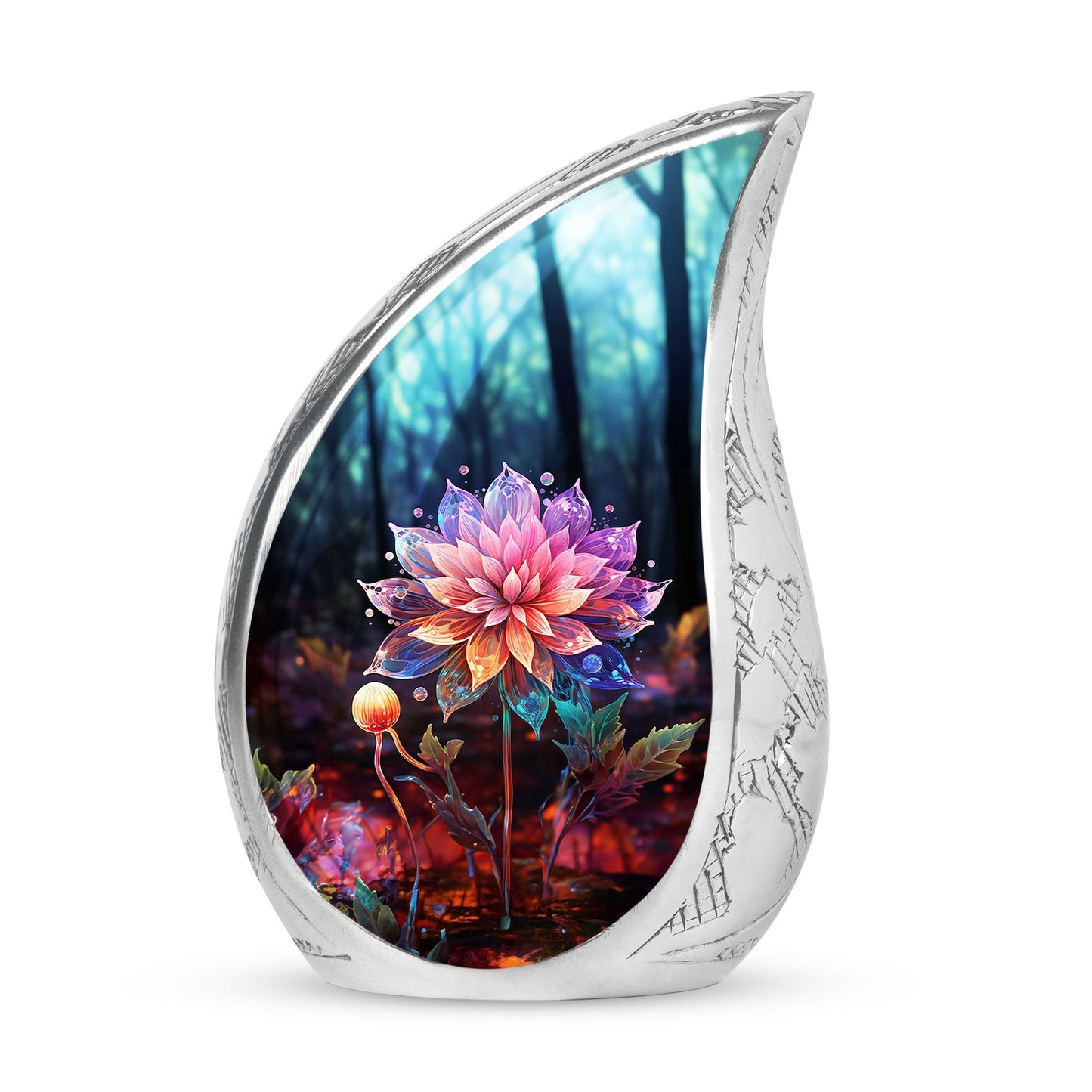 Large, decorative hologram Lilly urn for storing ashes of adult female or male person