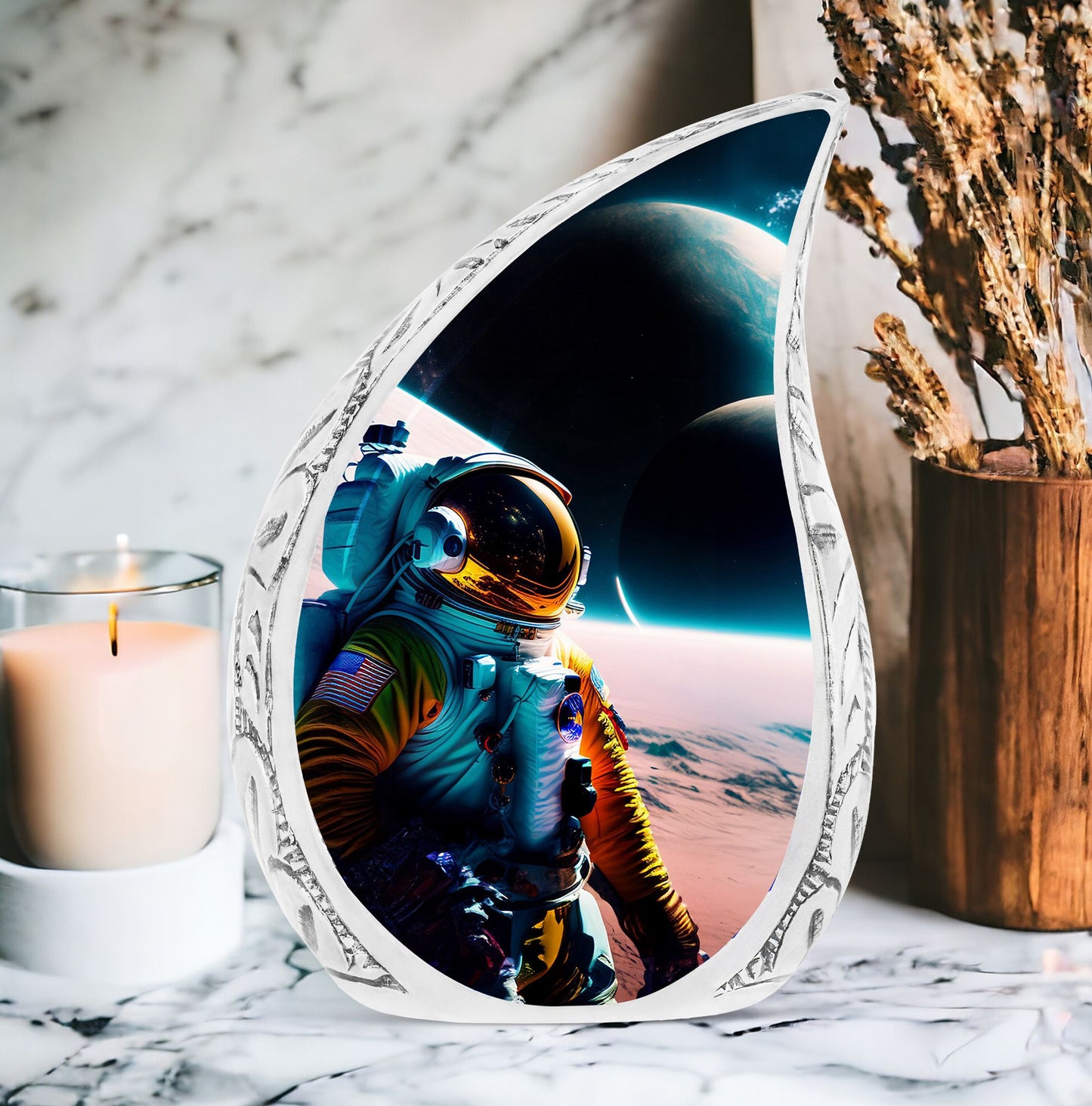 Large Urn for Ashes with Astronaut Spacesuit Design, Ideal for Funeral Decorations and Dedicated to Moms