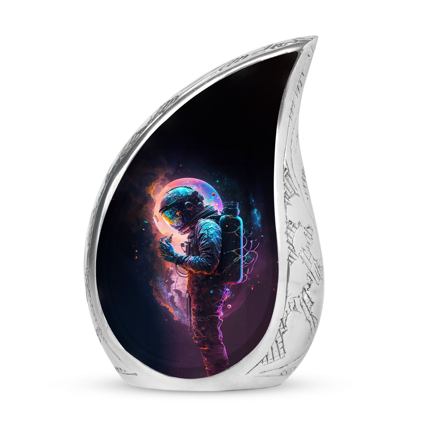 Large Astronaut Digital Art Burial urn, a unique cremation container for ashes of adults
