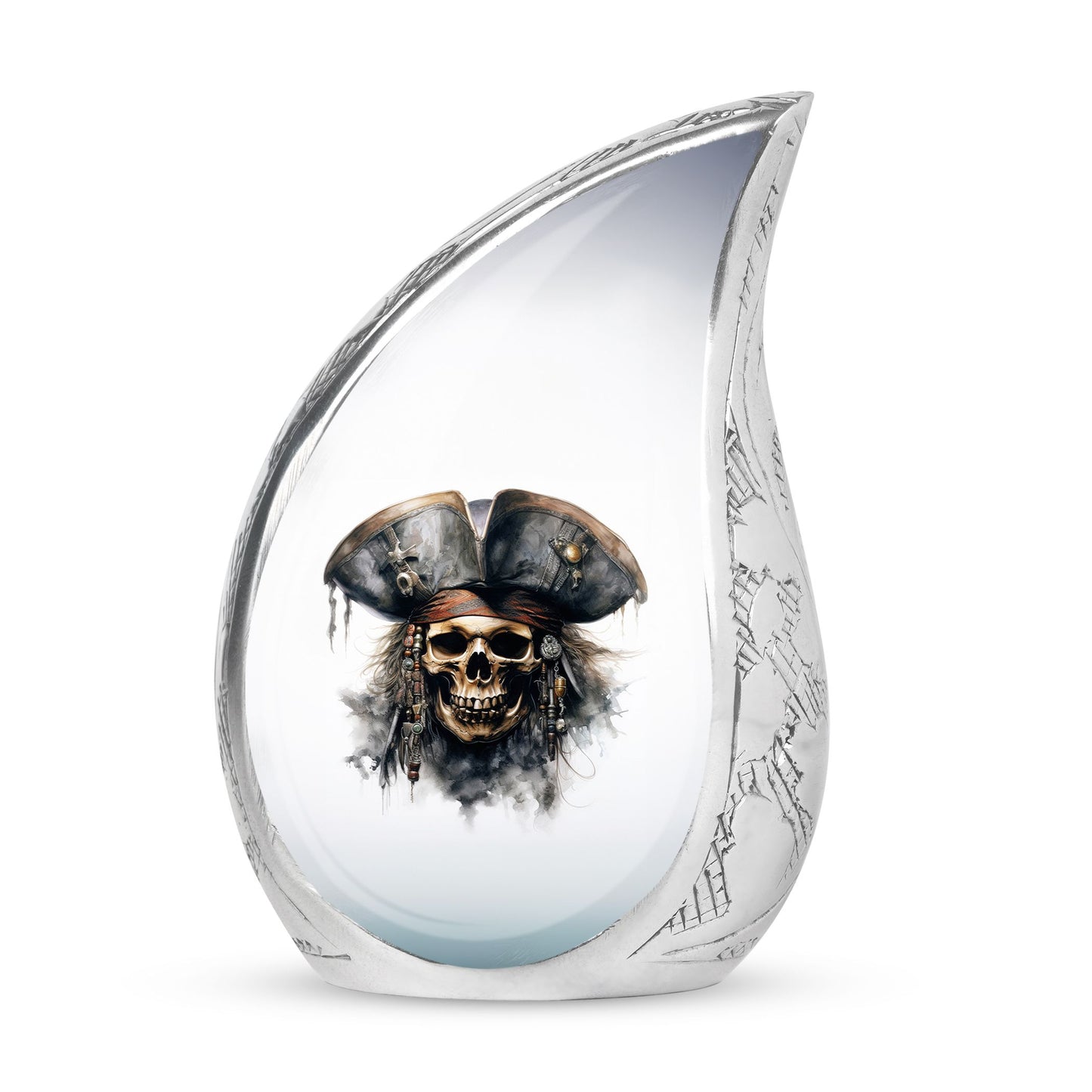 Large urn for human ashes with cat wearing flower crown design, ideal for adult female burial