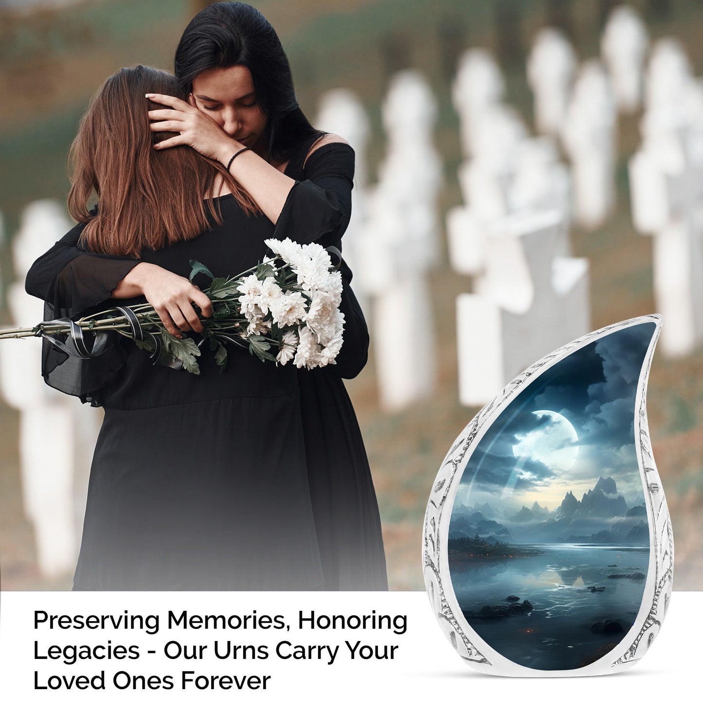 Medium-sized Moonlit Urns for men's ashes, suitable for funeral and burial purposes