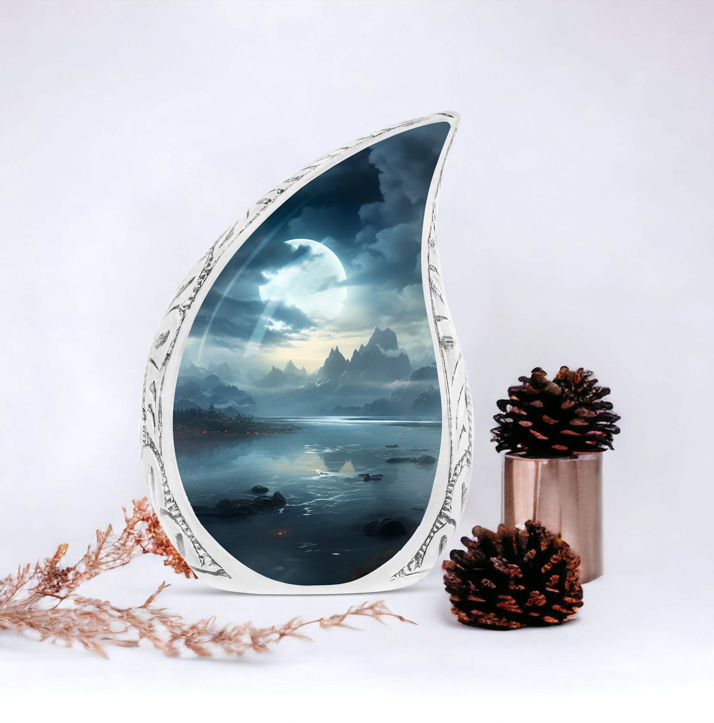 Medium-sized Moonlit Urns for men's ashes, suitable for funeral and burial purposes