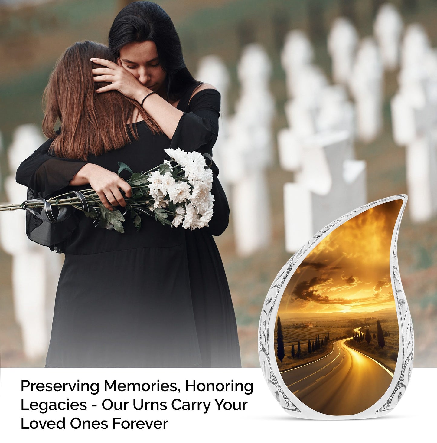 Sunset Boulevard large urn for human ashes, suitable for adult man, a dignified option for funeral urns