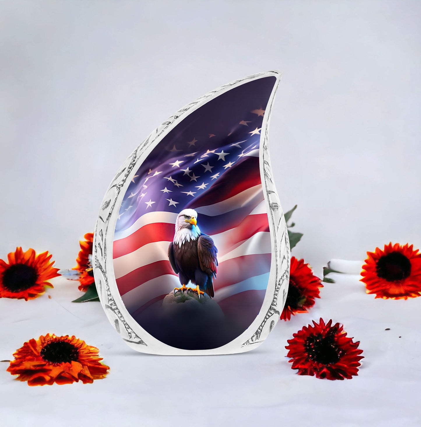 Large, American Pride cremation urn for human ashes, perfect memorials for men, decorative to honor your loved one