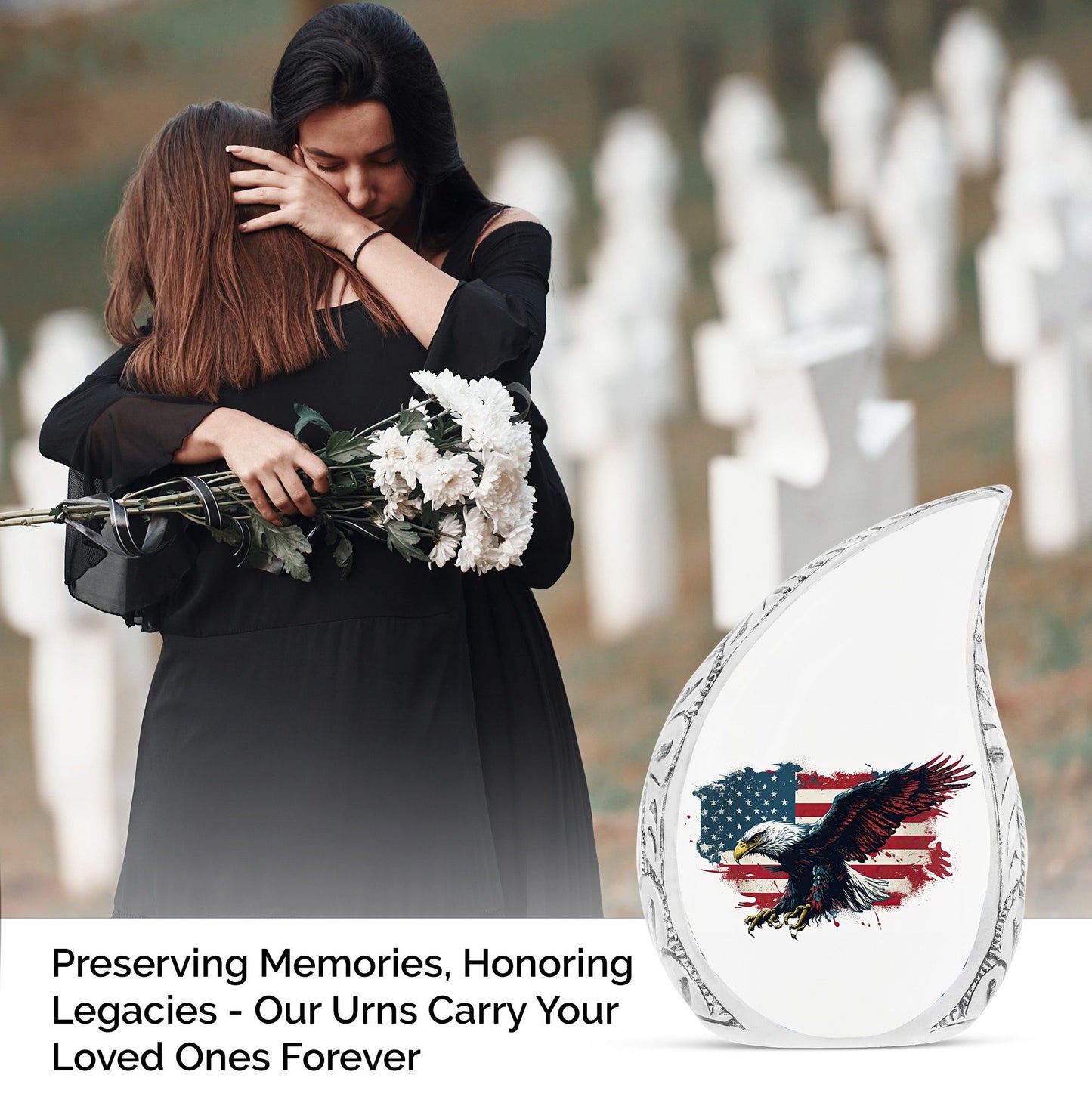 Large Patriotic Eagle Funeral Urn, a unique choice for adult male human ashes, showcasing dignity and respect.