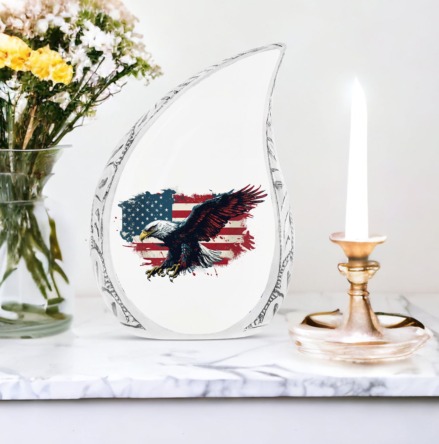 Large Patriotic Eagle Funeral Urn, a unique choice for adult male human ashes, showcasing dignity and respect.