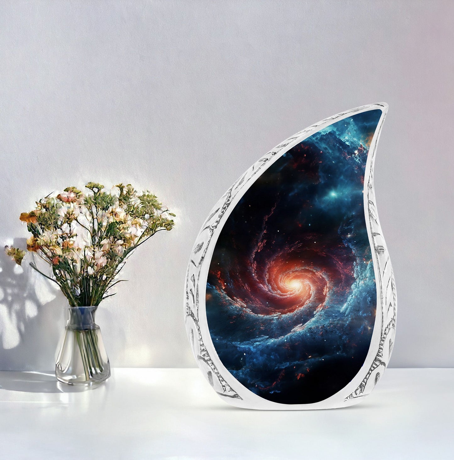 Large, plain, Galactic Majesty cremation urn, ideal for holding adult human ashes, apt for women