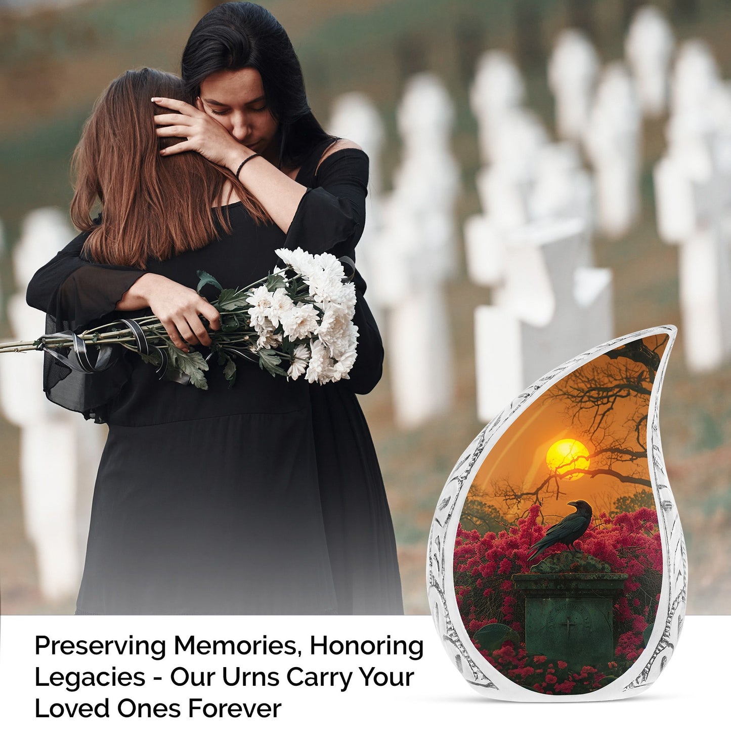 Large Twilight Guardian urn, a decorative choice for adult human ashes, suitable for both men and women