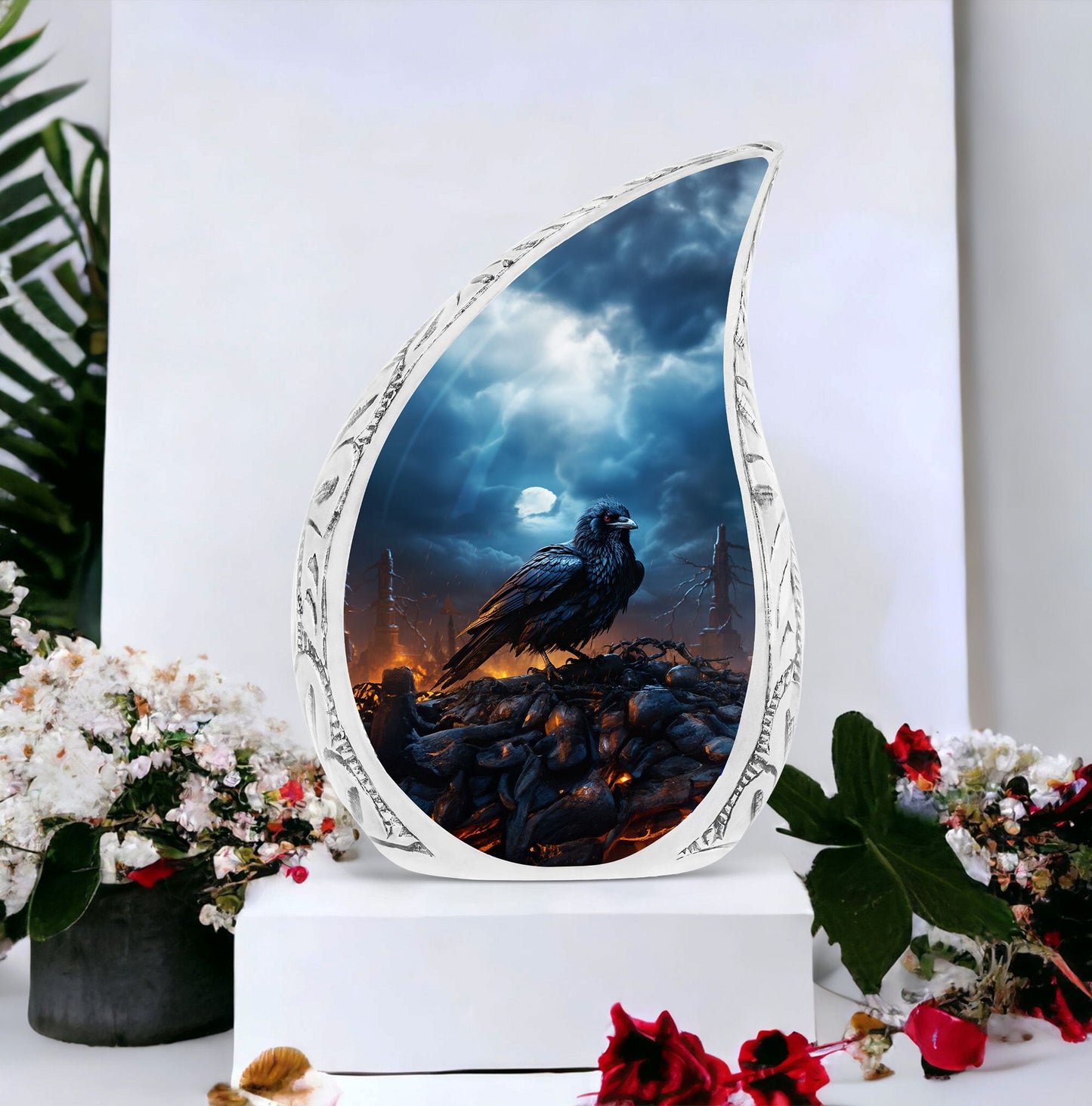 Midnight Sentinel large urn, a versatile container for cremains, ideal for preserving human ashes post-cremation