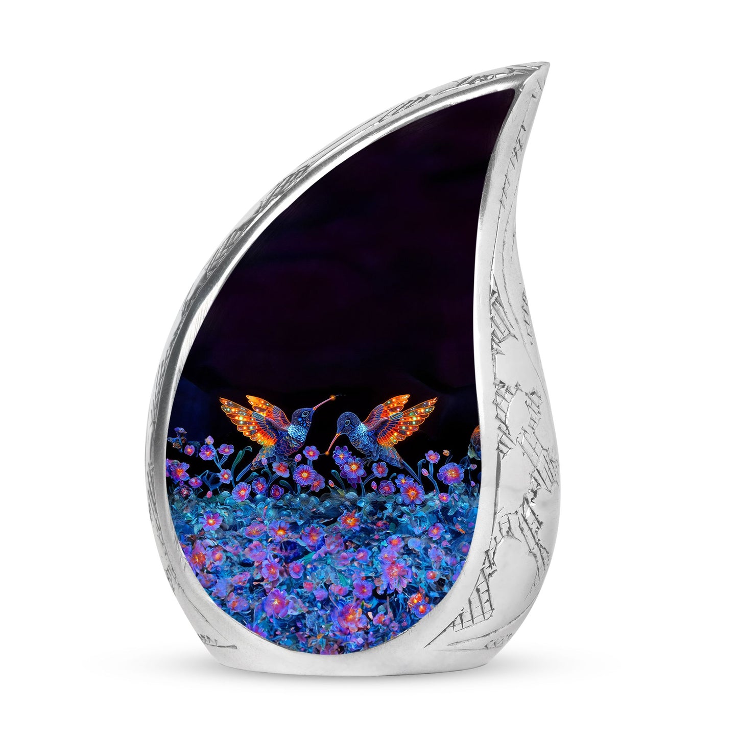Dance of Blue Hummingbird Printed Cremation Urn For Human Ashes