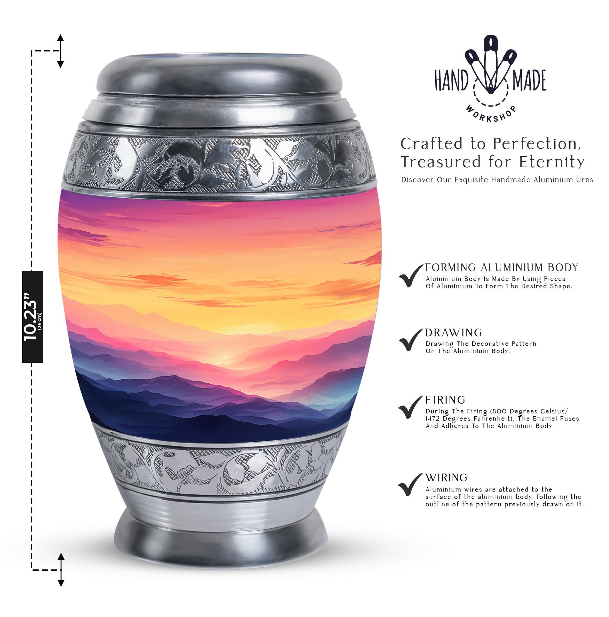 Large Mountain-themed Memorial Cremation Urn for Ashes, ideal for adults and women