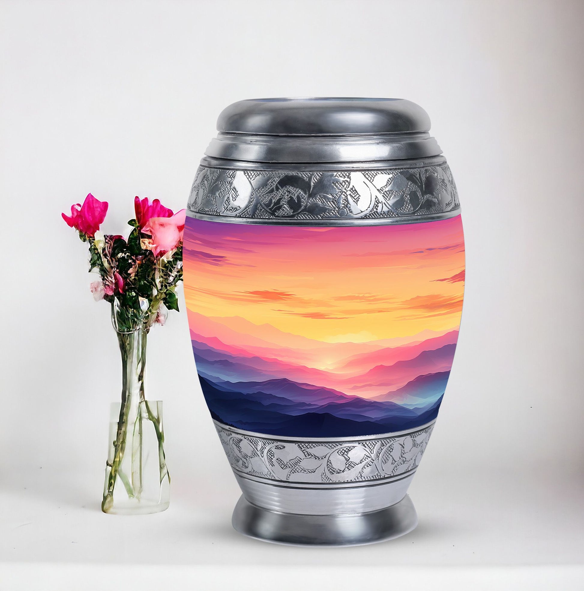 Large Mountain-themed Memorial Cremation Urn for Ashes, ideal for adults and women