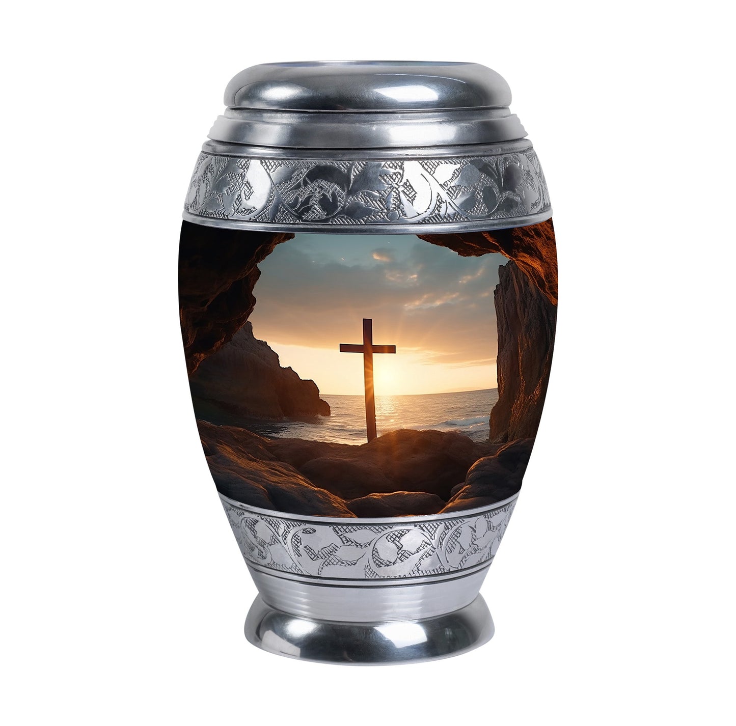 Christ Ocean Sunset Cremation Urn | Decorative Memorial Urn