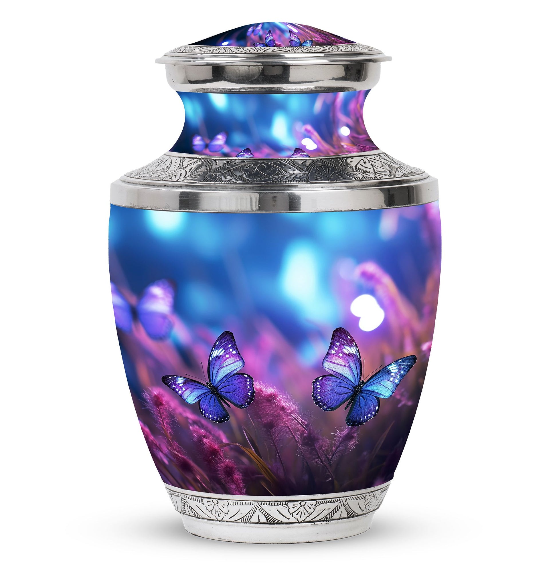 Flying Purple Butterflies Cremation Urn
