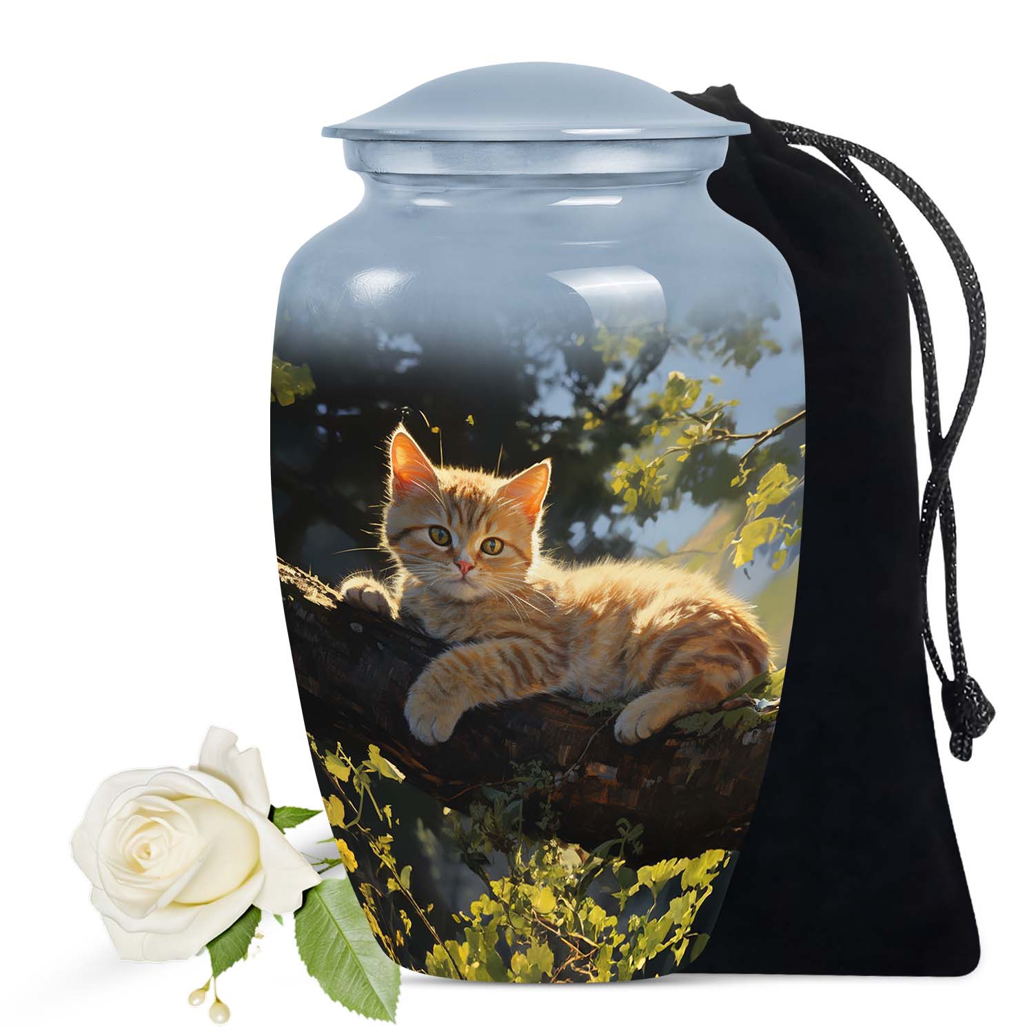 Cat Sitting On Tree Cremation Urn | Custom Cat Urn For Storing Ashes