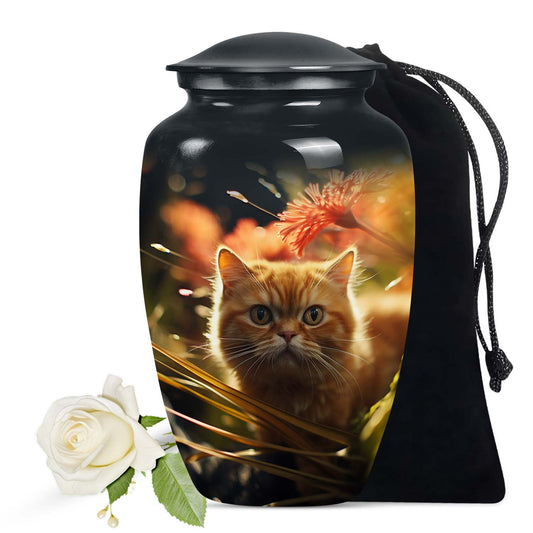 Floral Cat Design Cremation Urn For Pet | Custom Urn For Cat Ashes