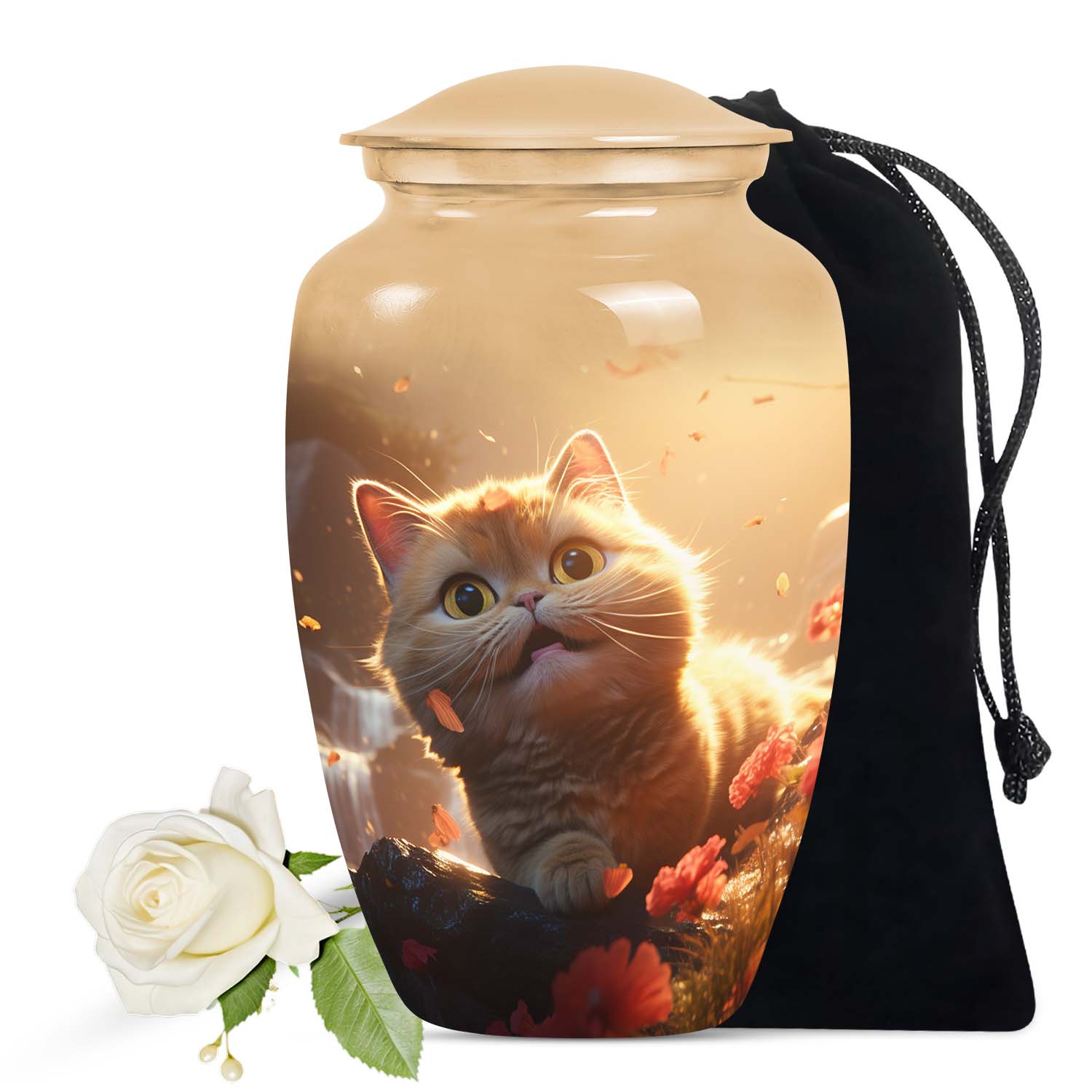 Classic Cat Design Pet Cremation Urn | Container For Cat Ashes